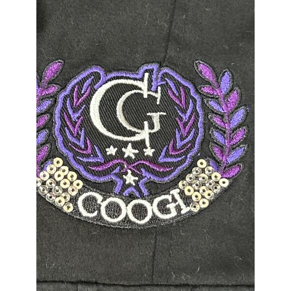 Coogi Shirt Dress 2X Black Purple Silver Belted Studded Logo Smocked Waist Y2K - Picture 7 of 16